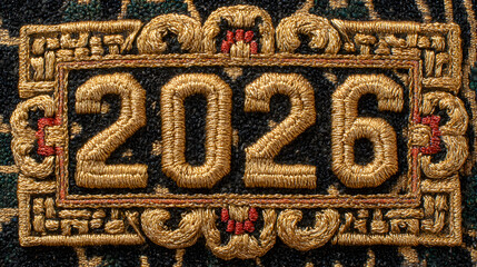 Embroidered year 2026 detail