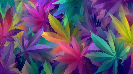 Vibrant foliage pattern with multicolored leaves. AI generated
