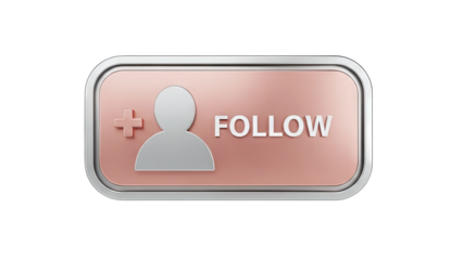 Follow Button with Plus Sign and Silhouette - Social Media Concept