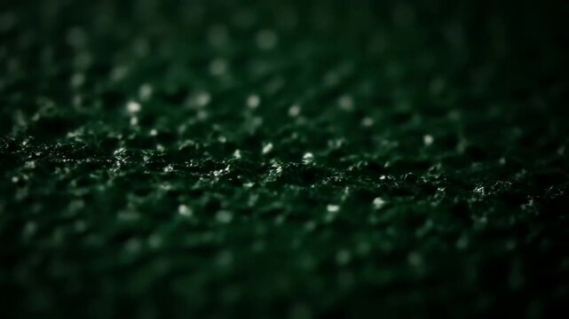 Abstract macro detail of a dark green gritty surface with dramatic lighting and a tearing sound effect