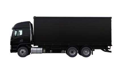 Sleek modern black cargo truck ready for logistics branding and design