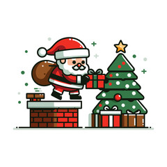 Santa Delivering Gifts Vector Illustration Design
