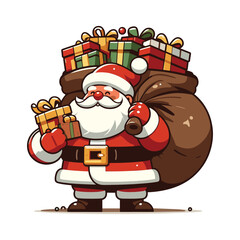 Santa With Bag Of Gifts Vector Illustration Design