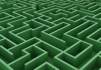Overhead perspective of green maze pattern forming complex structure