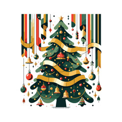 Christmas Tree With Ribbons Vector Illustration Design