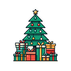 Christmas Tree with presents underneath Vector Illustration Design
