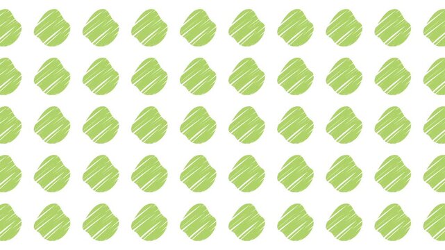 Repeating pattern of light green stylized teardrop shapes suitable for background designs, textiles, and fashion prints.