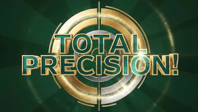 Total precision 3d text logo with gold and silver target rings