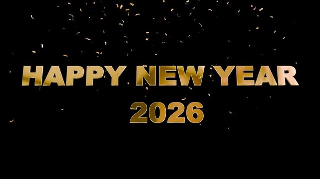 New Year 2026 Luxury Gold Background with Shining Line Effects. Happy New Year 2026 Celebration Gold Sparkle Animation. Happy New Year 2026 Gold Greeting with bukeh Light Trails.