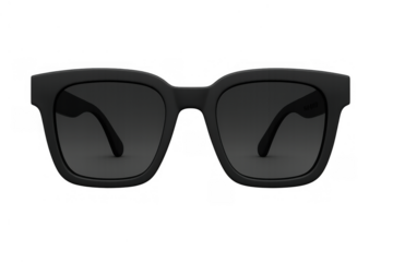 Black acetate frame sunglasses providing uv protection and style, a classic square design accessory with dark lenses on transparent background