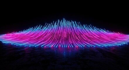 Vibrant Abstract Soundwave Visualization with Neon Blue and Pink Lights on a Dark Background