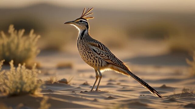 brown texas roadrunner desert bird close up video