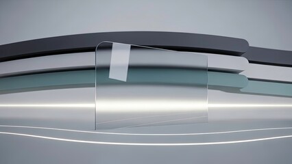 Modern futuristic sleek glass and metal architectural design element with LED lighting details