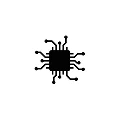 Modern Microchip or CPU with Intricate Circuit Traces on Isolated White Background