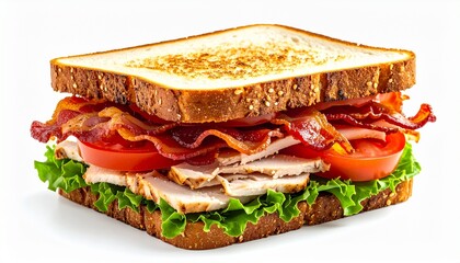 Toasted white bread club sandwich with ham cheese
