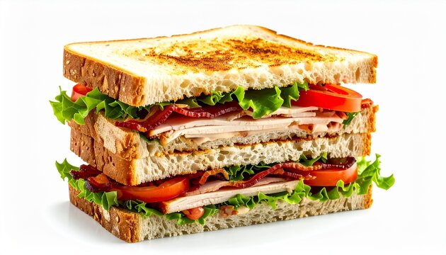 Triple decker club sandwich with turkey and bacon