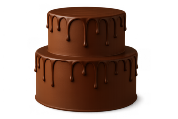 Two tier chocolate cake with dripping ganache frosting celebrating sweet dessert moments and bakery treats