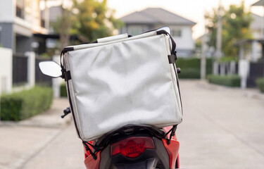 Delivery Bag Mockup Attached to Motorcycle Seat