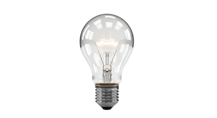 Glowing incandescent light bulb isolated on a black background representing ideas