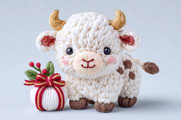 お正月向け干支の牛の編みぐるみ