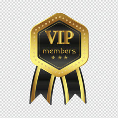 VIP Membership Ribbon Badge with Diamond Vector Design