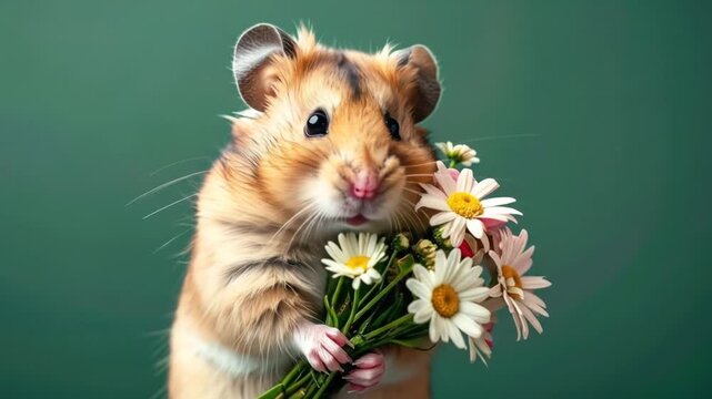 Hamster With Flowers.