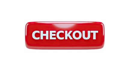 Checkout Button: Red, Glossy, Isolated on White