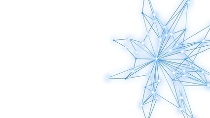 Elegant Blue Snowflake Design on White Background.