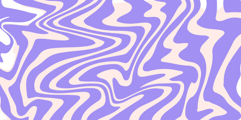 Fototapeta premium Abstract horizontal monochrome background with dynamic waves. Trendy vector illustration in style retro 60s, 70s. Beige and purple colors
