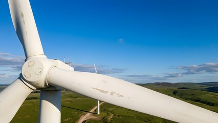 Wind Turbine Generating Renewable Energy in Open Landscape.