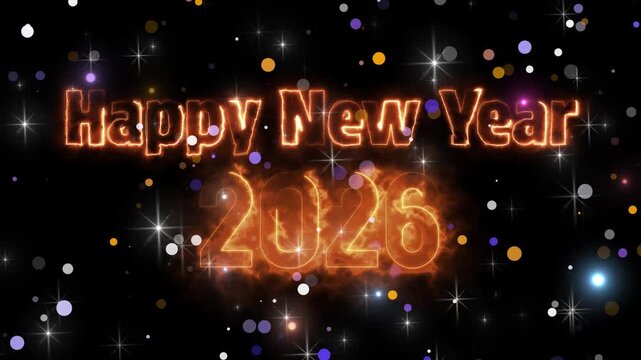 New Year 2026 Luxury Gold Background with Shining Line Effects. Happy New Year 2026 Celebration Gold Sparkle Animation. Happy New Year 2026 Gold Greeting with bukeh Light Trails.