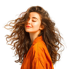 Naklejka premium Indian model flipping hair with confidence concept. A joyful young woman with flowing hair, embracing her vibrant spirit.