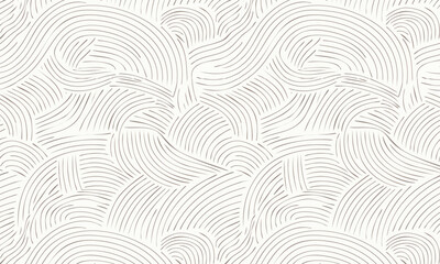 Seamless Hand Drawn Abstract Wave Pattern, Organic Zen Garden Sand Texture, Minimalist Flowing Lines Background