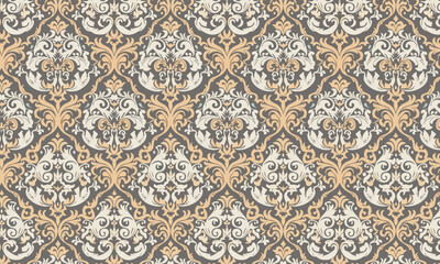 Luxury Seamless Damask Pattern Background, Vintage Baroque Ornament Vector