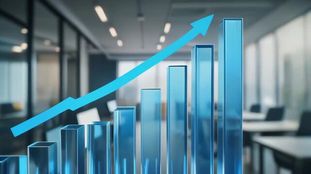 ビジネス成長を表現する右肩上がり棒グラフ動画