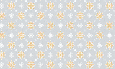 Seamless geometric star pattern, Soft peach background with elegant white abstract flower texture