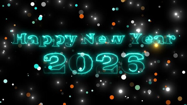 New Year 2026 Luxury Gold Background with Shining Line Effects. Happy New Year 2026 Celebration Gold Sparkle Animation. Happy New Year 2026 Gold Greeting with bukeh Light Trails.