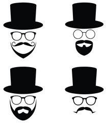 Collection of fun hats sunglasses and mustaches for design