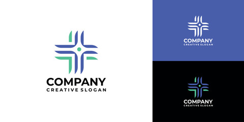 Modern Minimalist Medical Health Cross Plus Symbol Logo Vector