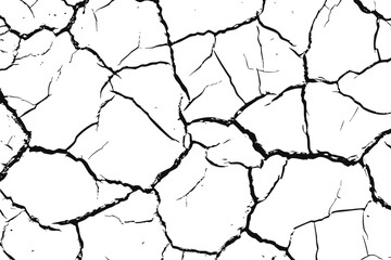 Cracks in the texture of dry soil surface illustration. Cracked clay soil PNG file with transparent background. Eps 10