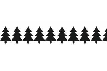 Christmas trees silhouette pattern forming a festive border, celebrating holiday season with transparent background