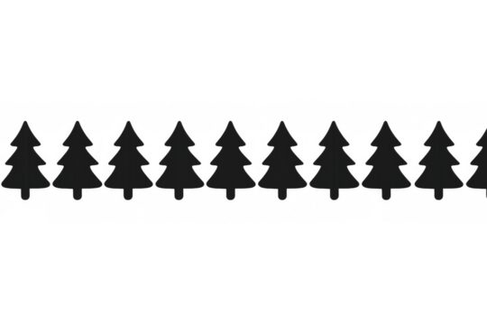 Christmas trees silhouette pattern forming a festive border, celebrating holiday season with transparent background - Powered by Adobe