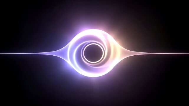 Abstract glowing cosmic singularity energy effect in deep space featuring a bright light ring around a dark center for scientific visualization