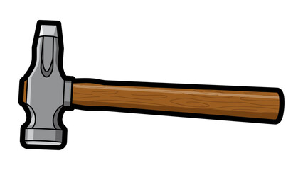 Steel hammer tool illustration representing construction and carpentry work, home repair equipment, woodworking task and building maintenance in clean flat icon style