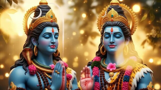 Vibrant Colorful Temple Backdrop Lord Shiva Idol for Maha Shivaratri Festival