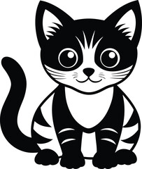 Cute Black Kitten Sitting Illustration