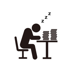 勉強中に寝てしまった人のピクトグラムアイコン