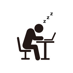 仕事中に寝てしまったビジネスマンのピクトグラムアイコン