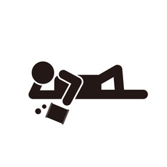 寝ながらスナック菓子を食べる人のピクトグラムアイコン