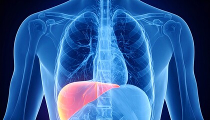 Human Liver Anatomy X-ray.